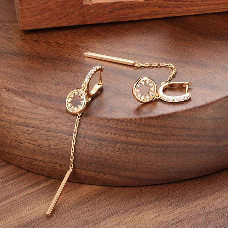 Real 14K Gold Jewelry Earring Women Fine Aros Mujer Oreja Pink Earrings for Women Orecchini 14 K Yellow Gold Bizuteria Jewelry