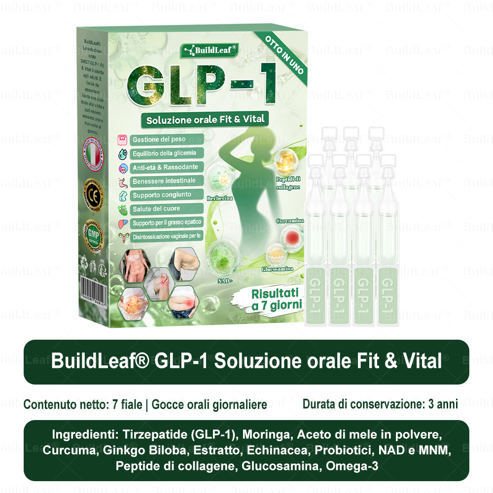 Negozio ufficiale | BuildLeaf® GLP-1 8-in-1 Fit & Vital Soluzione Orale (Solo una volta al giorno, cambiamenti visibili in 7 giorni) ✅ Per obesità, salute cardiovascolare, diabete, apnea notturna, salute intestinale, problemi articolari e altro 2