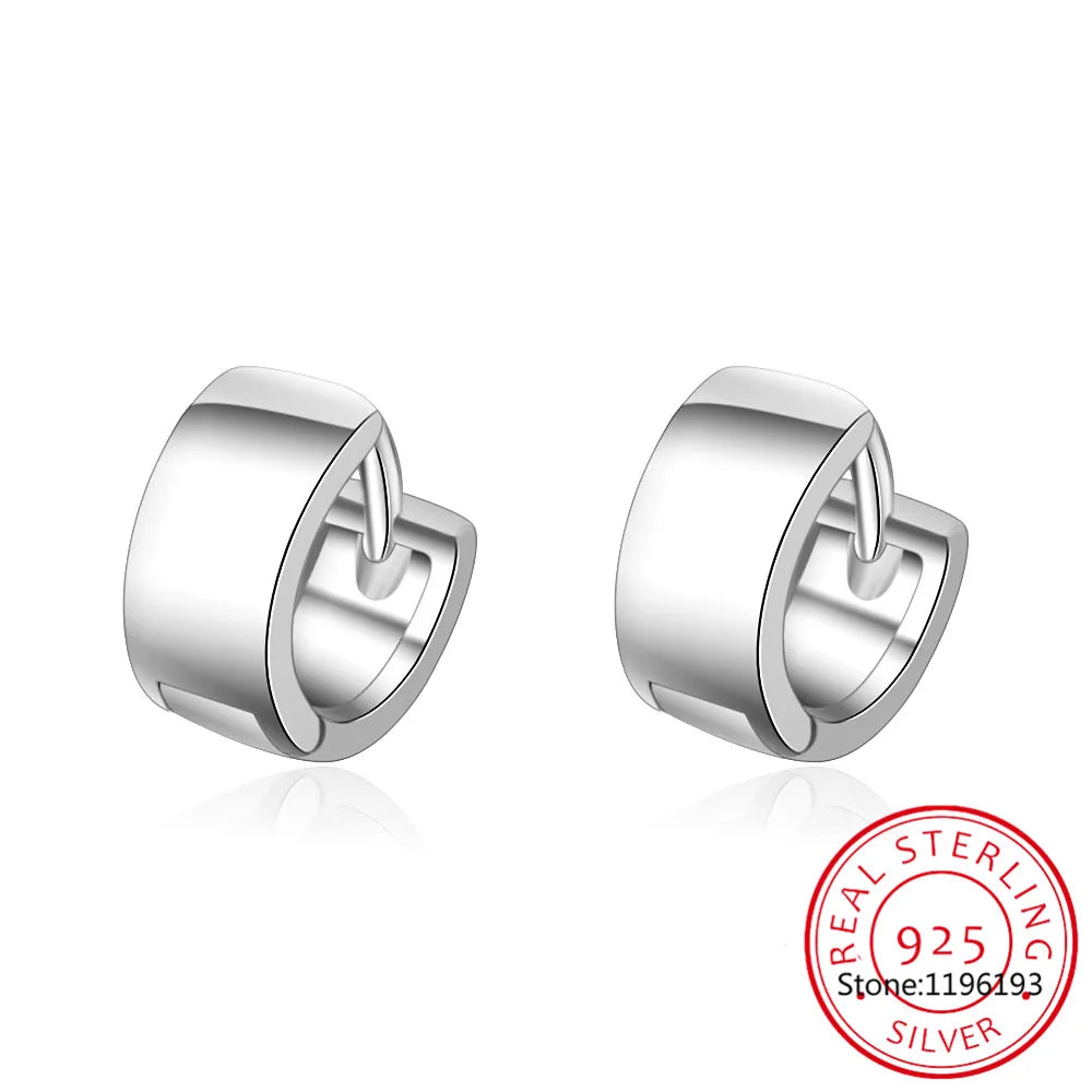 925 Sterling Silver Earring Fashion Personality Wide-Brimmed Geometric Ear Ring Ear Bone Buckle Cute Trend Boy Girl Ear Jewelry