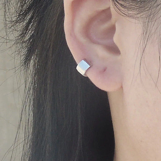 925 Sterling Silver Earring Fashion Personality Wide-Brimmed Geometric Ear Ring Ear Bone Buckle Cute Trend Boy Girl Ear Jewelry