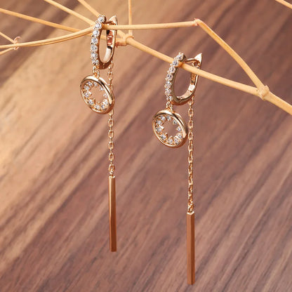 Real 14K Gold Jewelry Earring Women Fine Aros Mujer Oreja Pink Earrings for Women Orecchini 14 K Yellow Gold Bizuteria Jewelry