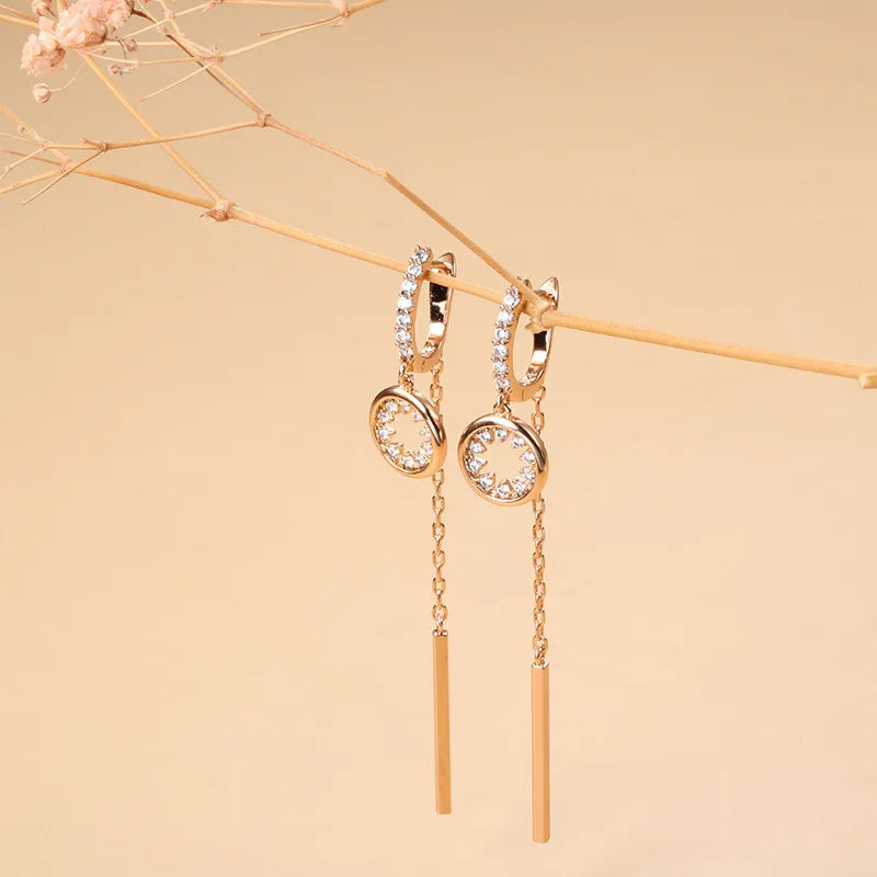 Real 14K Gold Jewelry Earring Women Fine Aros Mujer Oreja Pink Earrings for Women Orecchini 14 K Yellow Gold Bizuteria Jewelry