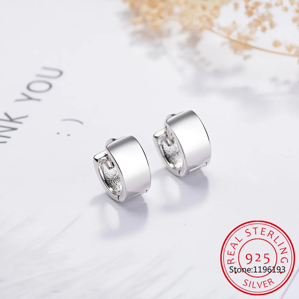 925 Sterling Silver Earring Fashion Personality Wide-Brimmed Geometric Ear Ring Ear Bone Buckle Cute Trend Boy Girl Ear Jewelry