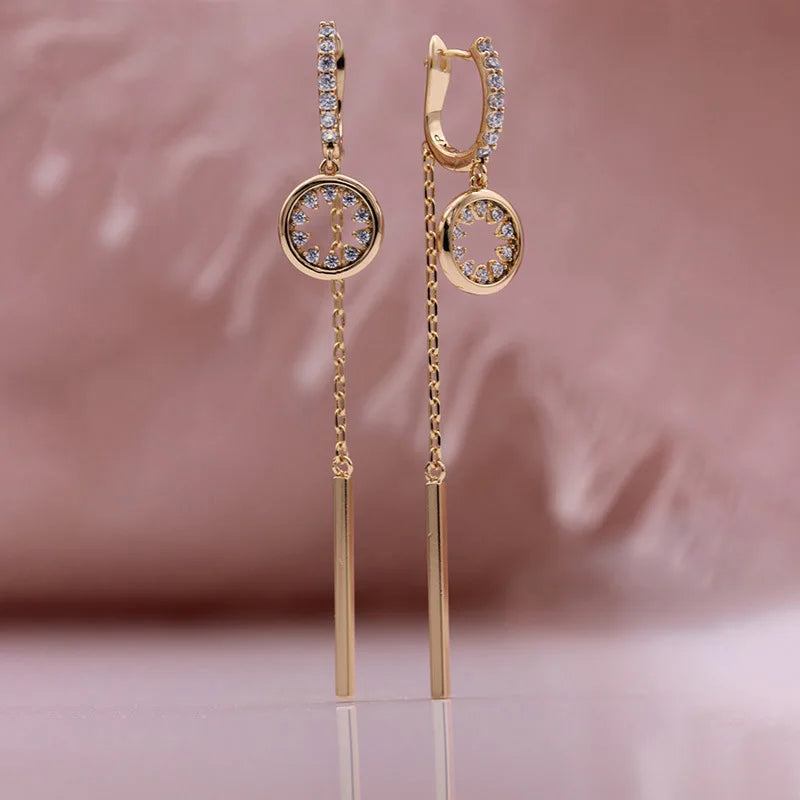 Real 14K Gold Jewelry Earring Women Fine Aros Mujer Oreja Pink Earrings for Women Orecchini 14 K Yellow Gold Bizuteria Jewelry